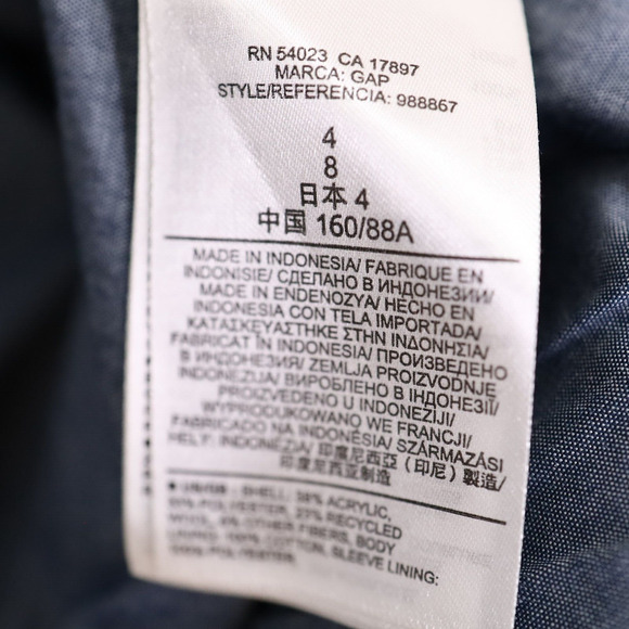 Gap Jacket Womens 4 Charcoal Gray Wool Blend Tweed Academy Blazer Lined Career - Picture 14 of 15